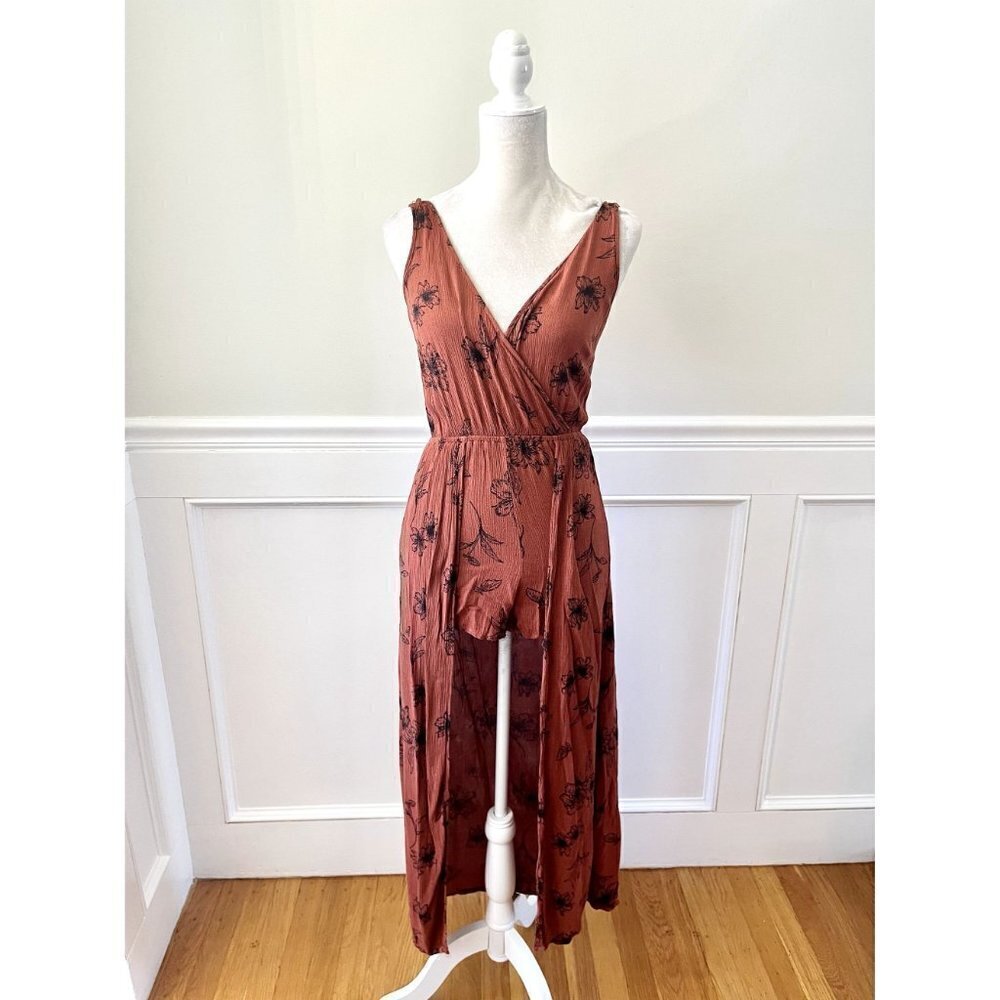 Forever 21 Burnt Orange Hi Low Skirted Romper S - Picture 2 of 6